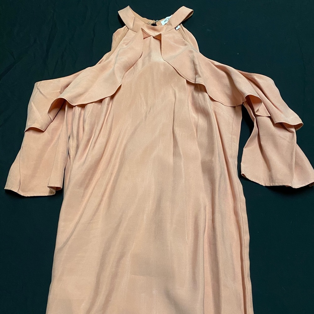 Peach flowy shoulder-cut-out dress